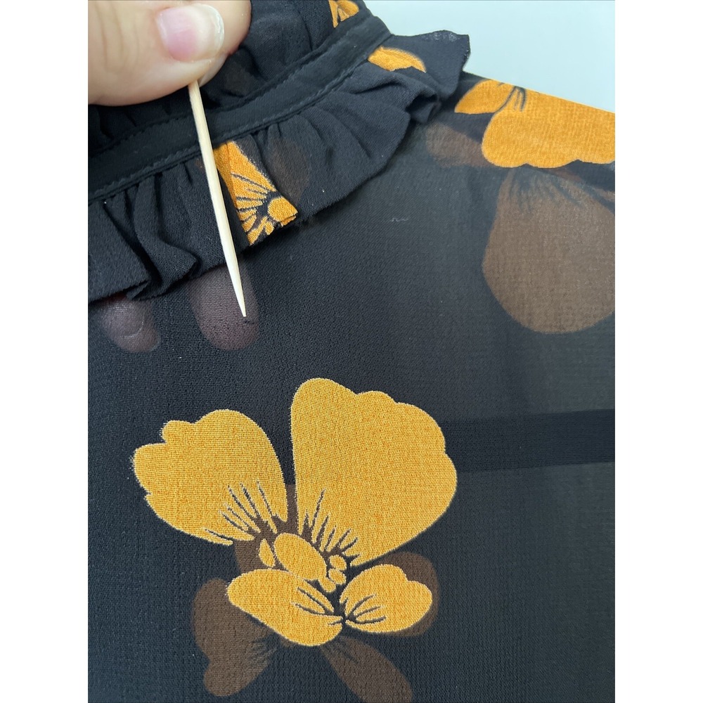 Ganni Fairfax Georgette Sleeveless Top Floral Blouse in Black Size 38 M US 6 - Picture 8 of 9